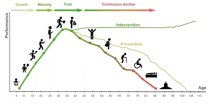 Curva del envejecimiento humano