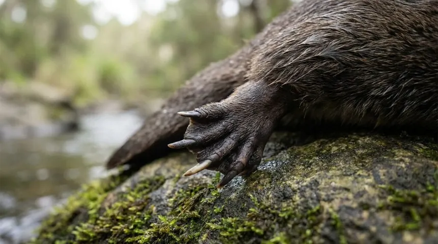 Detalle del espolón venenoso de un ornitorrinco macho